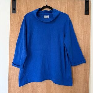 Pure collection 100% cashmere cowl neck sweater 3/4 length sleeves royal blue 18